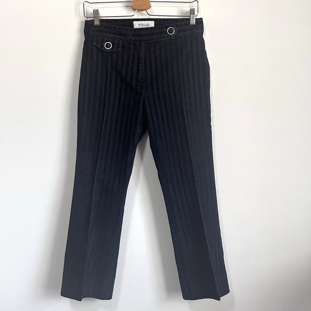 Derek Lam 10 Crosby Crop Pants Blue Striped Velvet Crop Size 6 Designer 30x25